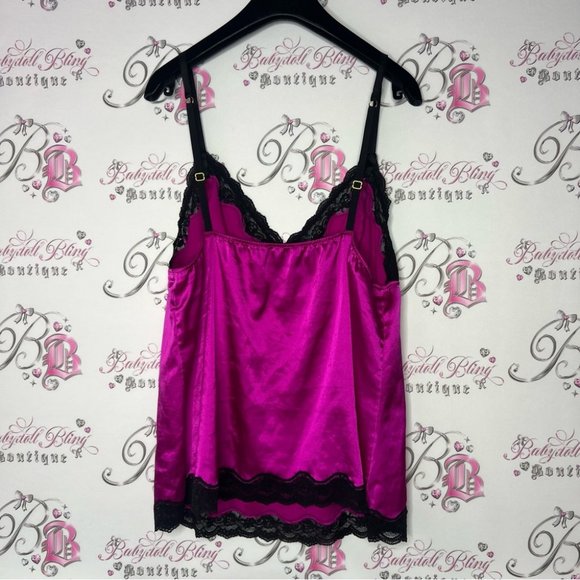 La senza tank top lace shimmer satiny silky purple black cami camisole sexy y2k - Picture 5 of 9